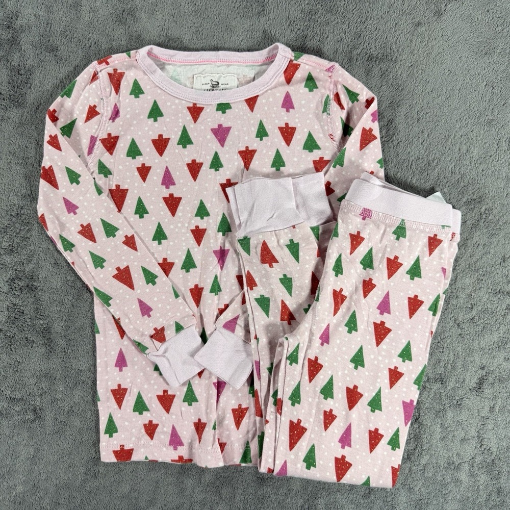 J. Crew, Crewcuts Girl Two Piece Sleepwear Set Size 6 Christmas Holiday Trees